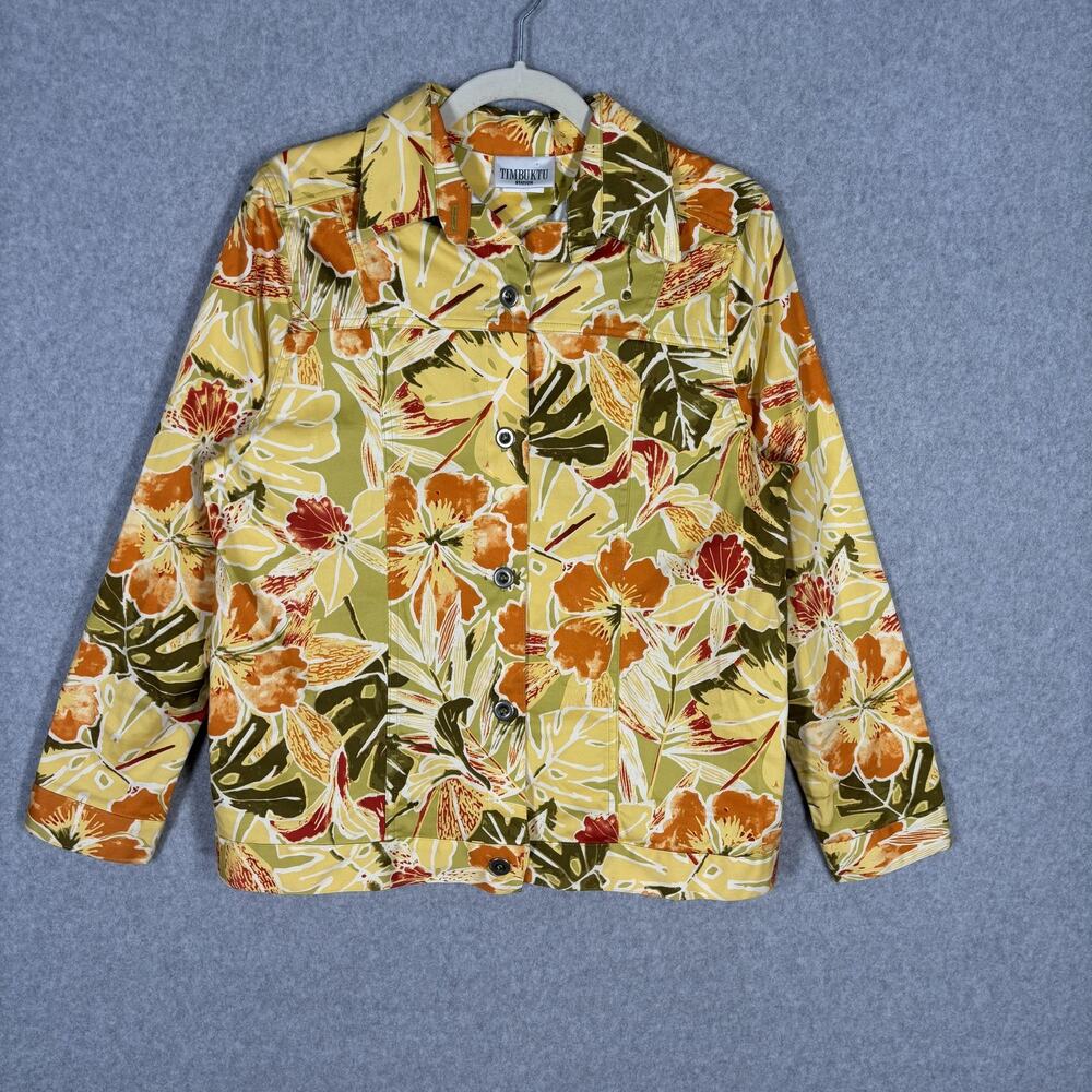 Vintage Tropical Jacket Small Cotton Stretch‎ Maximalist Autumn Granny Resort